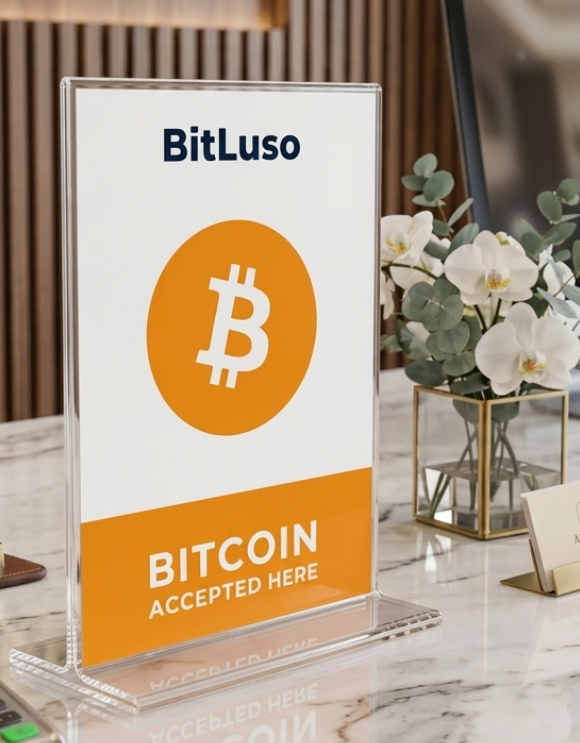 Display BitLuso “Bitcoin accepted here” num balcão